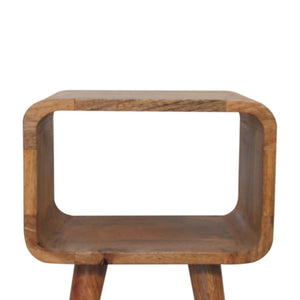 Mini Curved Open Bedside Table | Rounded Design | Compact Bedroom Storage