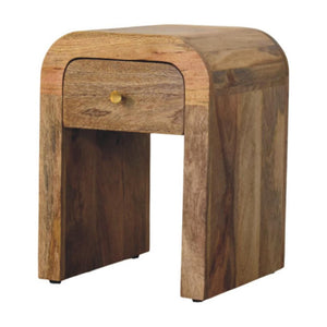 Mini Darcy Bedside Table | Solid Mango Wood | Oak-ish Finish | Curved Edges