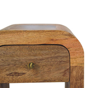 Mini Darcy Bedside Table | Solid Mango Wood | Oak-ish Finish | Curved Edges