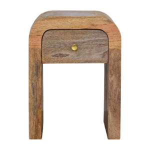 Mini Darcy Bedside Table | Solid Mango Wood | Oak-ish Finish | Curved Edges