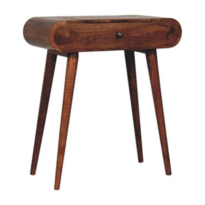 Mini Dressing Table | Solid Mango Wood | Honey Caramel Finish | Foldable Mirror & Storage Drawer