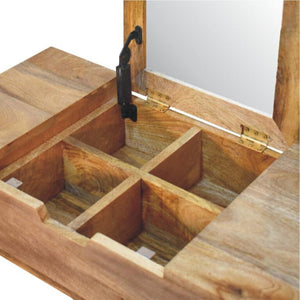 Mini Dressing Table | Solid Mango Wood | Oak-Inspired Finish | Compact Bedroom Vanity