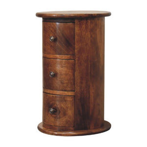 Mini Drum Chest | Chestnut Finish | Rounded Accent Storage