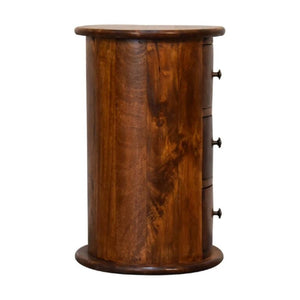 Mini Drum Chest | Chestnut Finish | Rounded Accent Storage