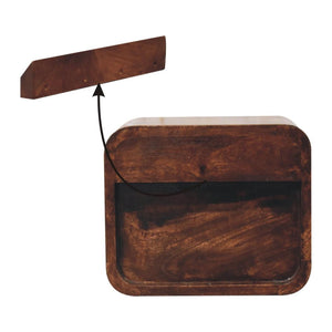 Mini Floating Bedside | Solid Mango Wood | California Walnut Finish