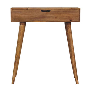 Mini Dressing Table | Solid Mango Wood | Oak-Inspired Finish | Compact Bedroom Vanity
