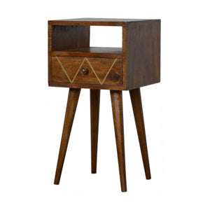 Mini Geo Brass Bedside Table | Geometric Style | Compact Bedroom Furniture