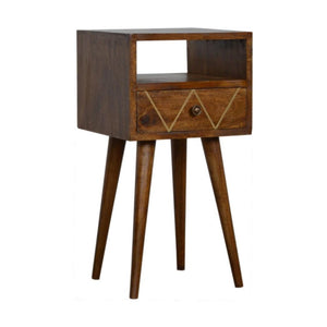 Mini Geo Brass Bedside Table | Geometric Style | Compact Bedroom Furniture