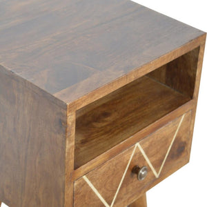 Mini Geo Brass Bedside Table | Geometric Style | Compact Bedroom Furniture