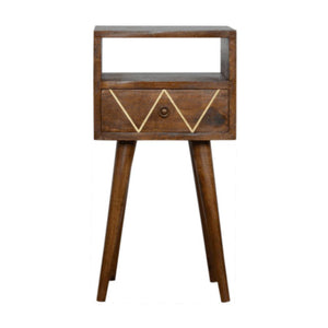 Mini Geo Brass Bedside Table | Geometric Style | Compact Bedroom Furniture