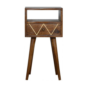 Mini Geo Brass Bedside Table | Geometric Style | Compact Bedroom Furniture