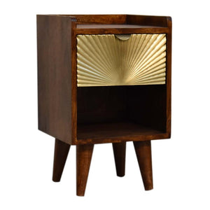 Mini Manila Gold Bedside Table | Solid Mango Wood | 1 Drawer