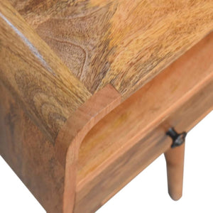 Mini Oak-ish Curve Open Bedside | Solid Mango Wood | Open Shelf