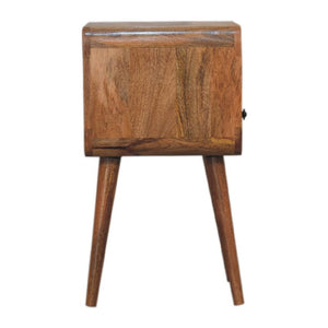 Mini Oak-ish Curve Open Bedside | Solid Mango Wood | Open Shelf