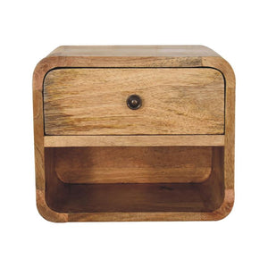 Mini Oak-ish Floating Open Bedside | Solid Mango Wood | Open Shelf