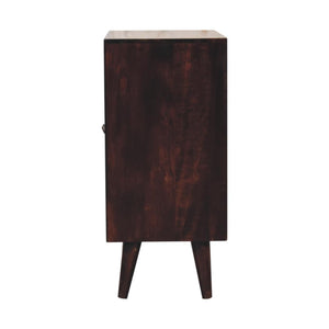 Mini Pineapple-Carved Cabinet | Walnut Finish | Compact Storage