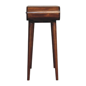 Mini Round Fold Vanity Table | Chestnut Finish | Space-Saving Mirror Design