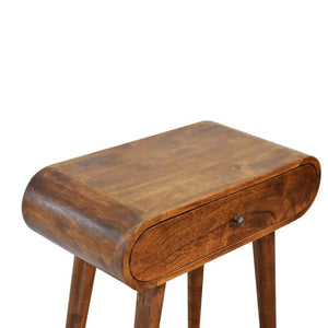 Mini Rounded Console Table | Chestnut Finish | Compact Hallway Furniture