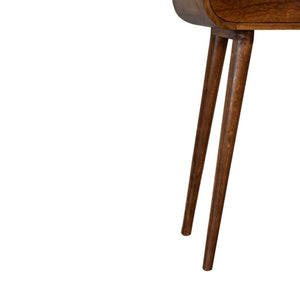 Mini Rounded Console Table | Chestnut Finish | Compact Hallway Furniture
