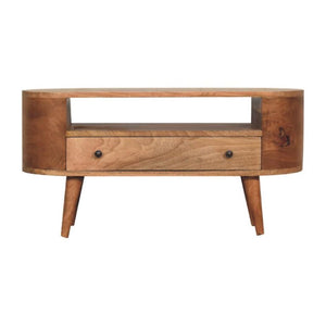 Mini Rounded Entertainment Unit | Compact Media Storage | Soft-Edge Design