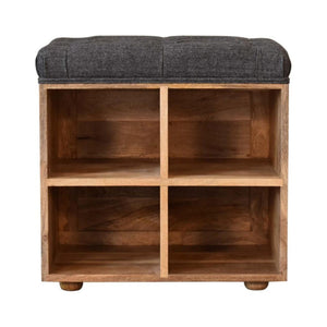 Mini Shoe Storage Footstool | Black Finish | Dual-Purpose Seating