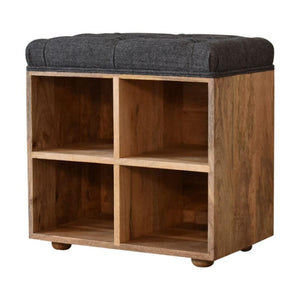 Mini Shoe Storage Footstool | Black Finish | Dual-Purpose Seating