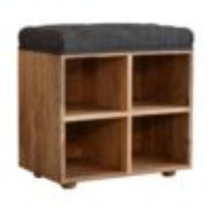 Mini Shoe Storage Footstool | Black Finish | Dual-Purpose Seating