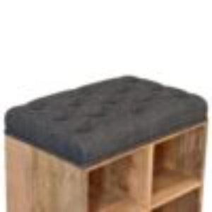 Mini Shoe Storage Footstool | Black Finish | Dual-Purpose Seating