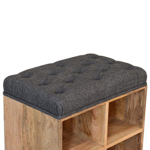 Mini Shoe Storage Footstool | Black Finish | Dual-Purpose Seating