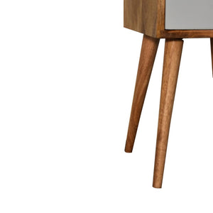 Mini Sky Blue Open-Shelf Bedside Table | Solid Mango Wood | Oak Finish | 1 Drawer
