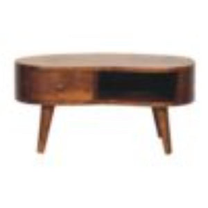 Mini Wave Coffee Table | Chestnut Finish | Sculptural Living Room Design