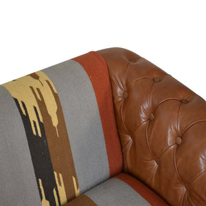 Mixed Durrie & Leather Sofa | Textured Upholstery | Artisan Living Room Seating