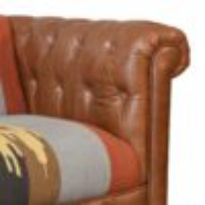 Mixed Durrie & Leather Sofa | Textured Upholstery | Artisan Living Room Seating