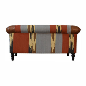 Mixed Durrie & Leather Sofa | Textured Upholstery | Artisan Living Room Seating