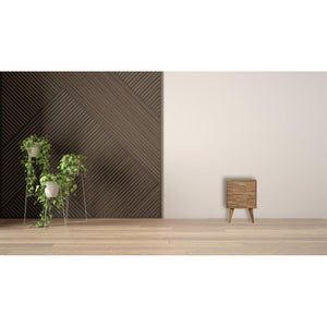 Mixed Finish Bedside Table | Solid Mango Wood | Handcrafted Pattern | Bedroom Storage