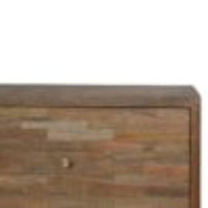 Mixed Finish Bedside Table | Solid Mango Wood | Handcrafted Pattern | Bedroom Storage