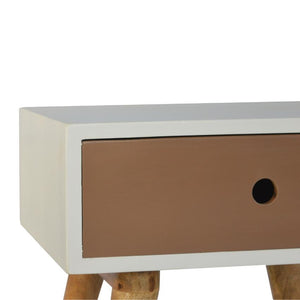 Mocha and White Mango Wood Bedside Table | 1 Drawer