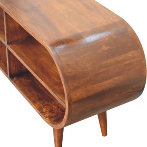 Moda Chestnut Open Media Unit | Solid Mango Wood | 4 Shelf TV & Display Storage