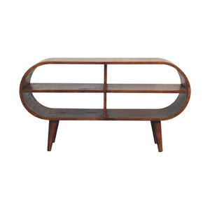 Moda Chestnut Open Media Unit | Solid Mango Wood | 4 Shelf TV & Display Storage
