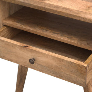 Modern Mango Wood Bedside Table | Open Shelf | 1 Drawer