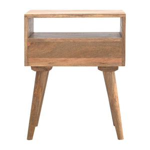 Modern Mango Wood Bedside Table | Open Shelf | 1 Drawer