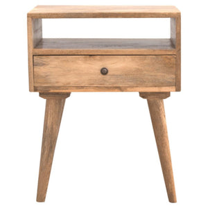 Modern Mango Wood Bedside Table | Open Shelf | 1 Drawer