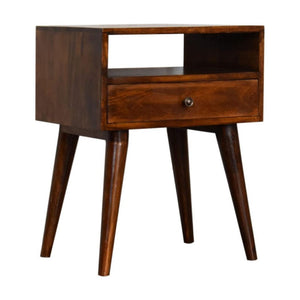 Modern Solid Wood Bedside Table | Chestnut Finish | Natural Timber Storage
