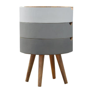 Modular Mango Wood Bedside Table | Grey & White 3-Drawer Design