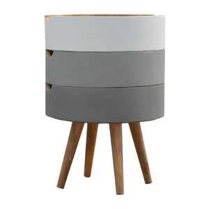Modular Mango Wood Bedside Table | Grey & White 3-Drawer Design