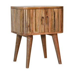 Mokka Patterned Bedside Table | Solid Mango Wood | Oak Finish | 2 Drawers
