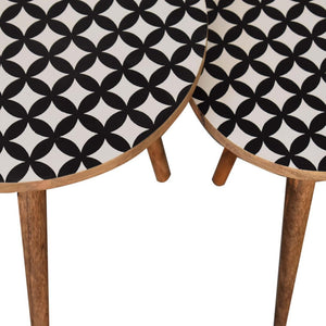 Monochrome End Table | Black & White Accent Design | Compact Side Table