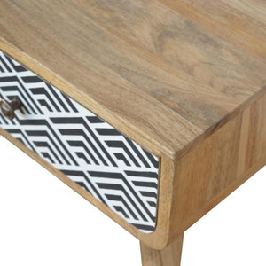 Monochrome Print Bedside Table | Distinctive Detail | Versatile Home Furniture