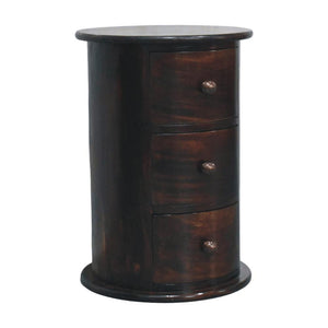 Monterey Drum Chest | Solid Mango Wood | Three Drawers | California Walnut Finish
