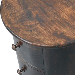 Monterey Drum Chest | Solid Mango Wood | Three Drawers | California Walnut Finish